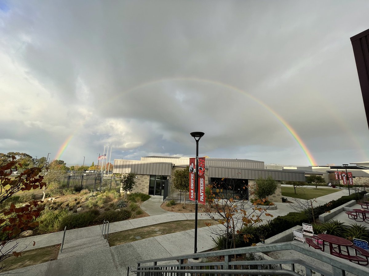 Beautiful double rainbow over San O this morning! <a href="/FUESDSchools/">FUESD Schools</a> <a href="/SanOnofreSchool/">San Onofre School</a>