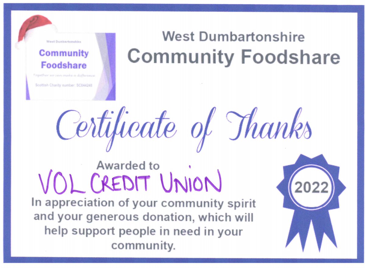 ValeOfLevenCU's tweet photo. The board on behalf of Vale of Leven Credit Union members, have donated ยฃ300 to @WDCommFoodshare to help them continue their fantastic work supporting families in the area.
#valeloveslocal https://t.co/8gvjPLei8E