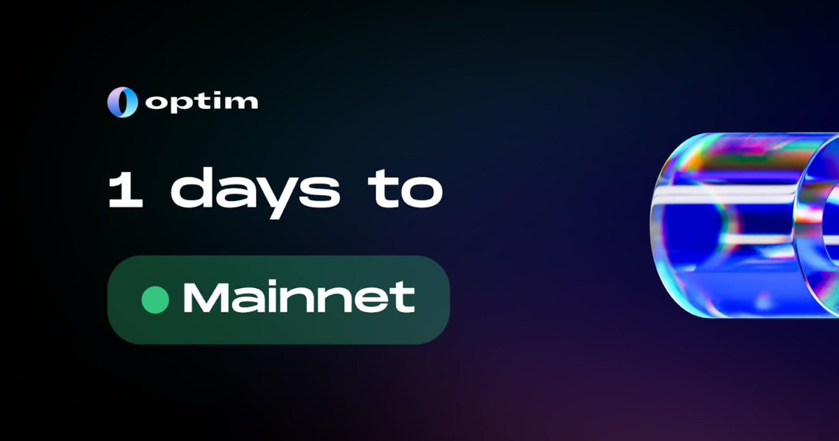 Wen Mainnet? 

Tomorrow!

We are pleased to announce Optim's SPO Liquidity Bonds will launch tomorrow! 👀

Make sure to tune into our Mainnet Community Call tomorrow at 5pm UTC! 

Link below 👇

x.com/i/spaces/1MYGN…