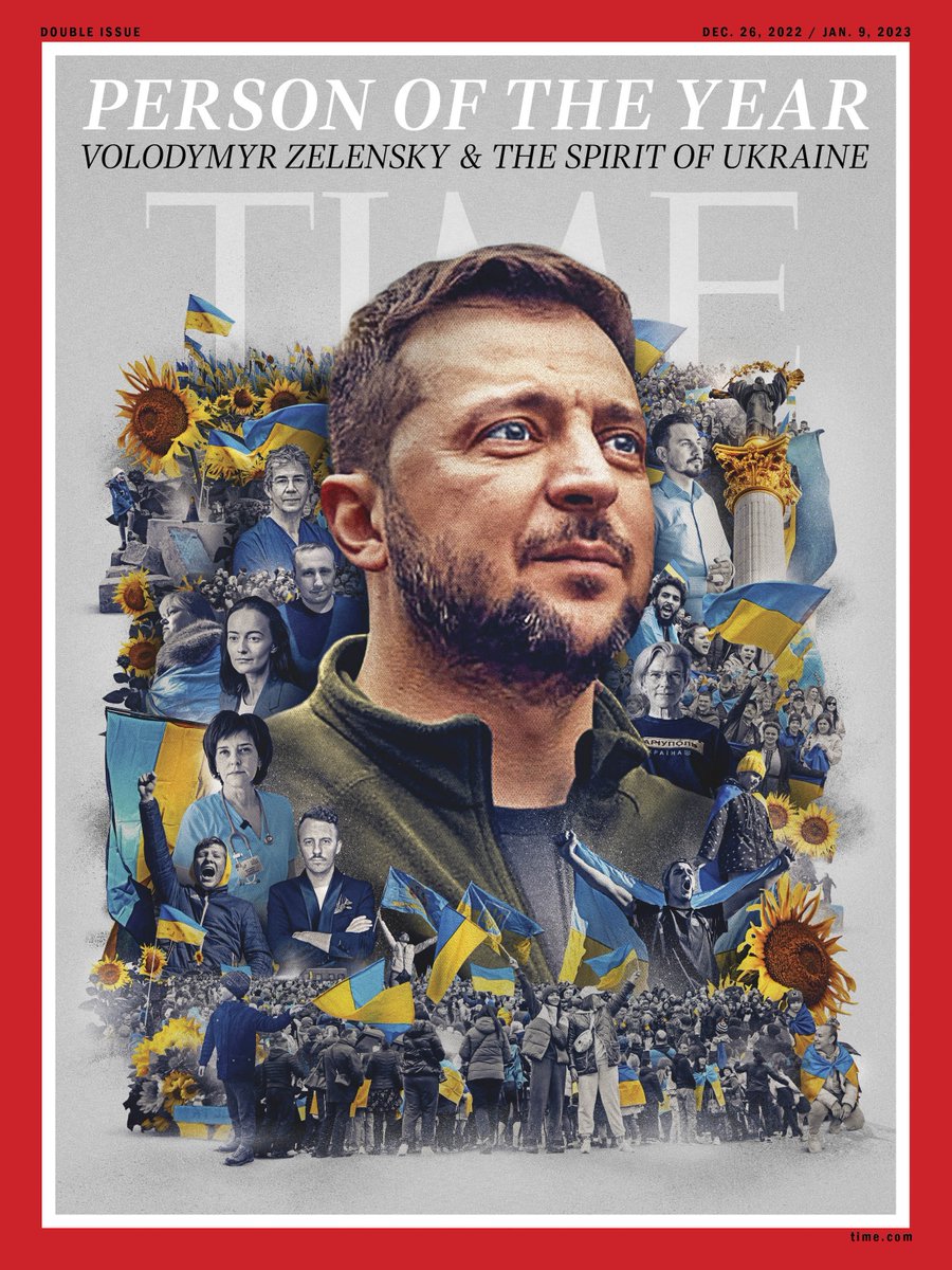 GeopoliticsDH's tweet photo. Congratulations to Volodymyr Zelensky for winning TIME's Person of the Year award.

He joins distinguished war criminals such as Adolf Hitler, Winston Churchill, and George W. Bush in sharing the honor. https://t.co/9pAQR2clxw