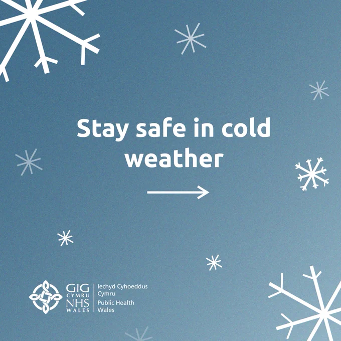 Stay safe in cold weather with snowflake background