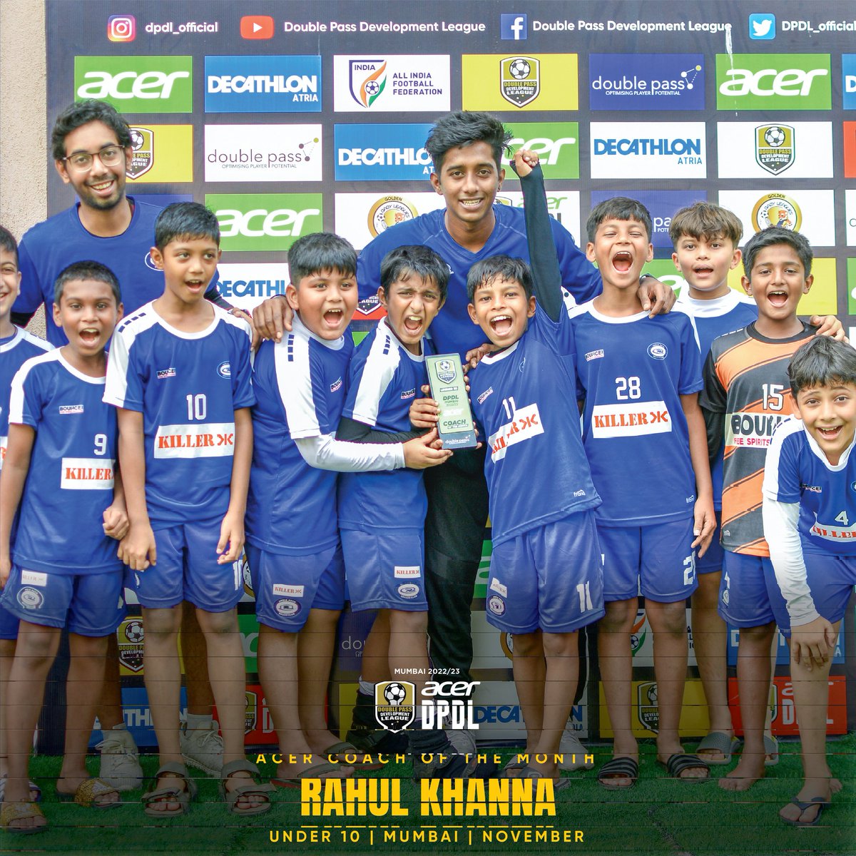 DPDL_official's tweet photo. Presenting to you the Acer Coach of the Month for the Under 10 age group in #DPDLMUMBAI - Rahul Khanna from India Rush 💥💯

#GrassrootsToProBoots https://t.co/K5FWPw3CmA