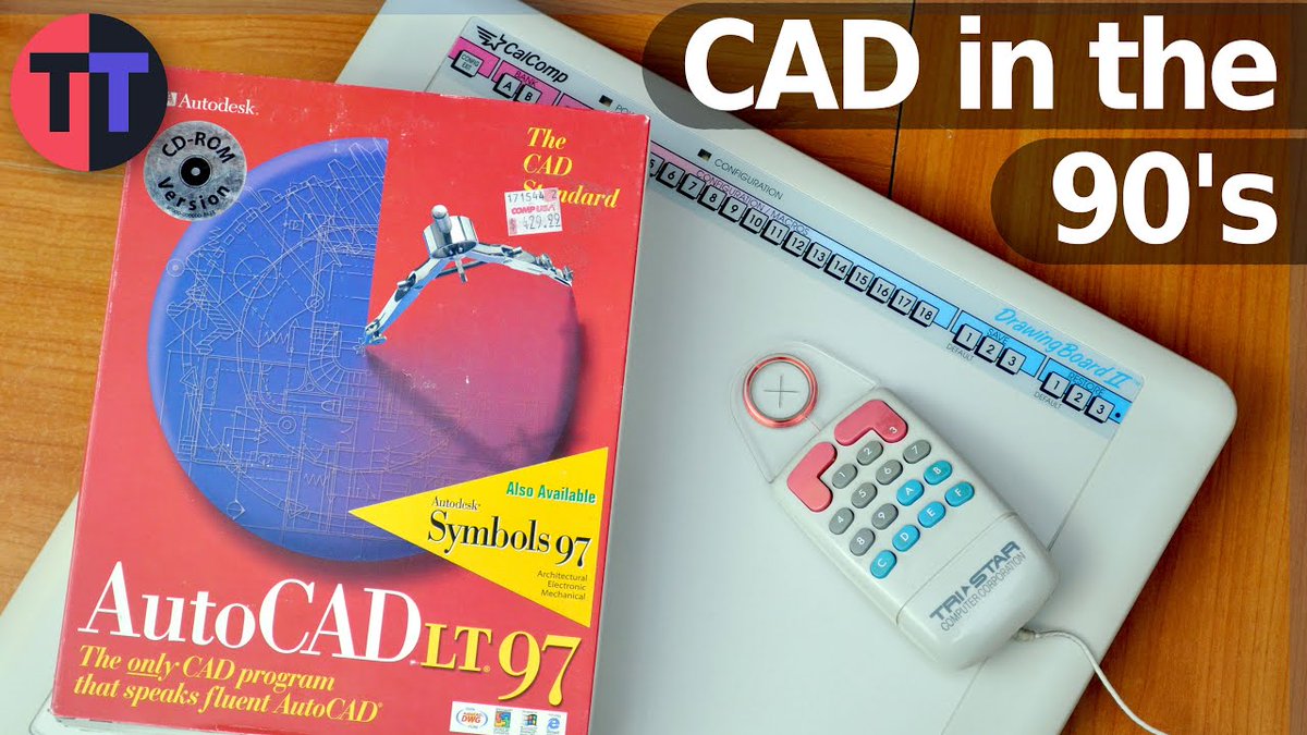 AutoCAD's tweet photo. Here's a blast from the past! 📜 Watch Tech Tangents (@AkBKukU) unearth this CalComp DrawingBoard II from 1991 and get it running with a version of AutoCAD LT 97, fresh out of the box. https://t.co/RLIKZqHqqb https://t.co/jfRmlc0Yip