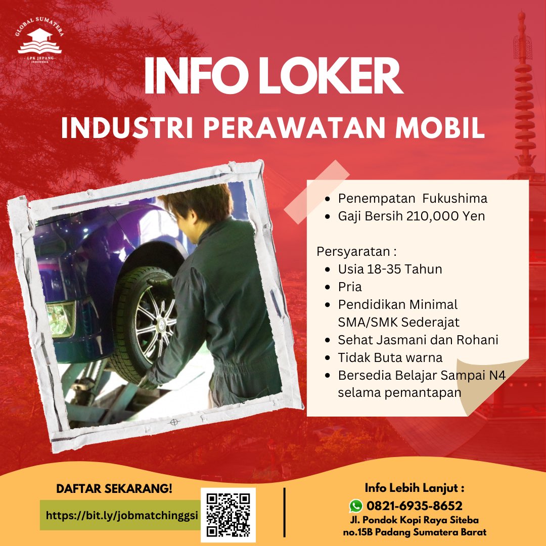 LPKjepang's tweet photo. Info lowongan di Jepang🎉
Ayo Kerja di Jepang!!

#lokerjepang #lowonganjepang #kerjadijepang #tokuteiginou #ssw #jlpt #magangkejepang #lpkjepang #lpkglobalsumatera https://t.co/YCe2KWCioU