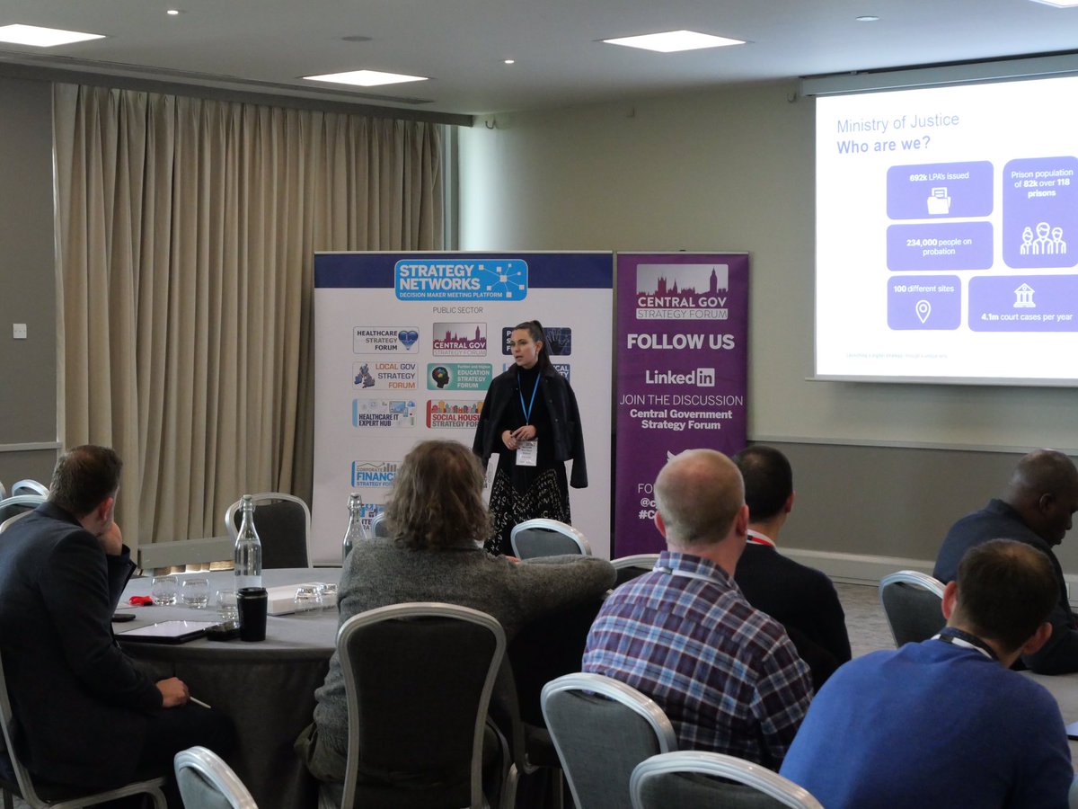 CGovStrategy's tweet photo. Ending with keynote from Ros-Mari Mitova, Chief of Staff for the @MoJGovUK as she discusses the Justice Digital Strategy. Ros-Mari covers some of the lessons learnt, the blockers that organisations face when implementing a strategy, as well as the early successes. #CentralGovSF https://t.co/v6ndBczjQu