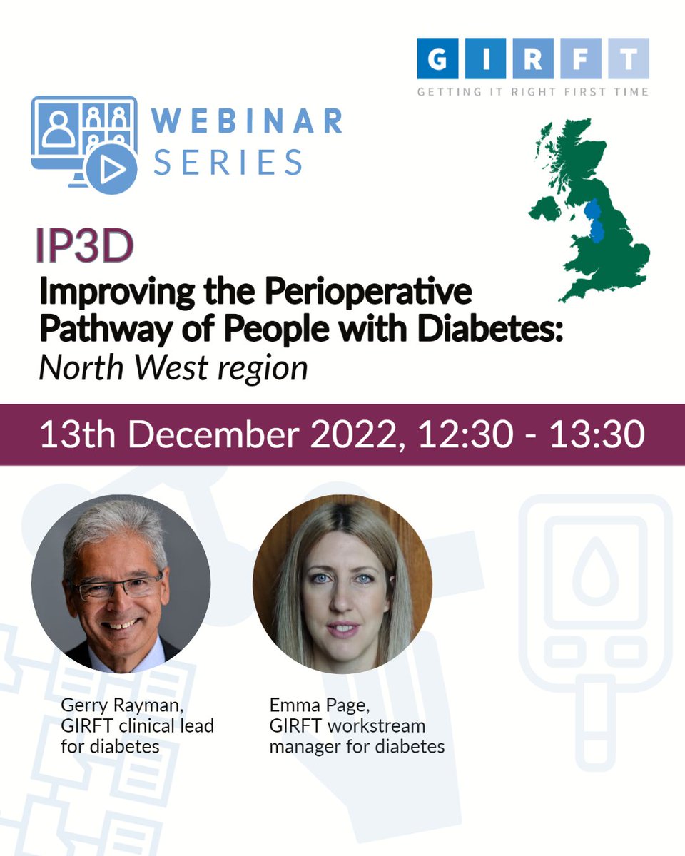NHSGIRFT's tweet photo. Our next webinar in support of the #diabetes #IP3D perioperative pathway is aimed at clinical teams in the #NorthWest.
🗓️ 13 Dec
⌚️ 1230-1330
Join over 5⃣0⃣ colleagues that have registered so far:
🔗https://t.co/5458n24xc2 https://t.co/H9xKQVOvHf