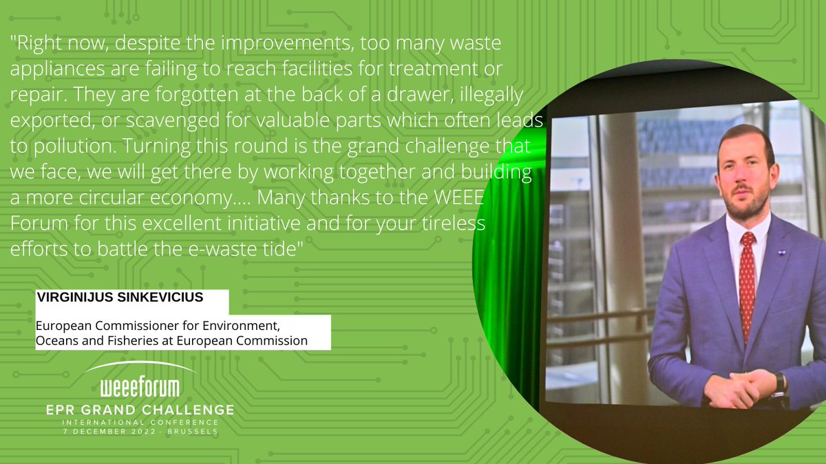 ForumWeee's tweet photo. Keynote speech by @VSinkevicius of @EU_Commission @EU_ENV at our #EPRGrandChallenge conference. We take pride in taking on the #ewaste challenge! https://t.co/xBnxikt6N3