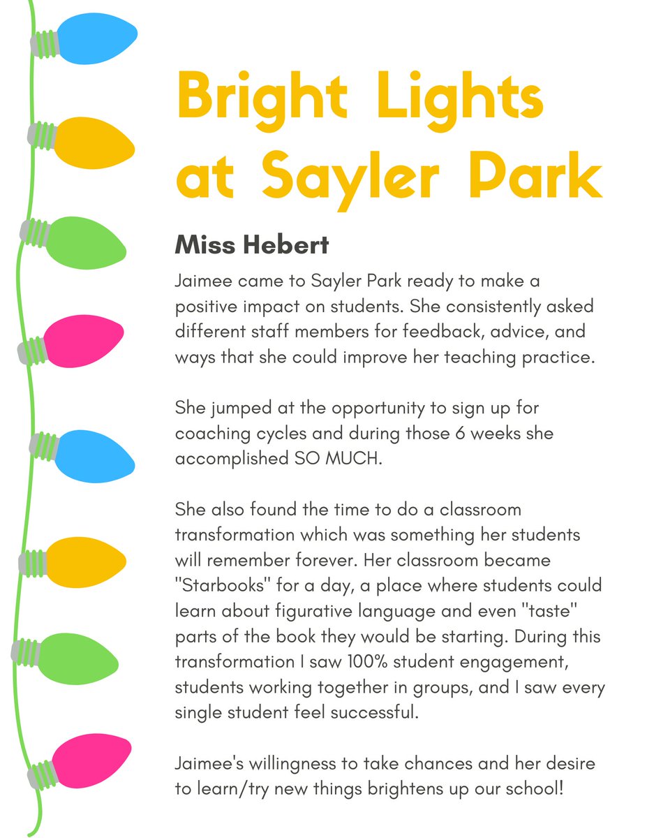 mrsrinehart1's tweet photo. @saylerparkjags Bright Light #2 is @jaimeehebert 💡 @IamCPS @dpvils #BeBetterJags #CPSandMe #dpvils #FEK12 #EDUCoachChat https://t.co/QJVl8uigPW