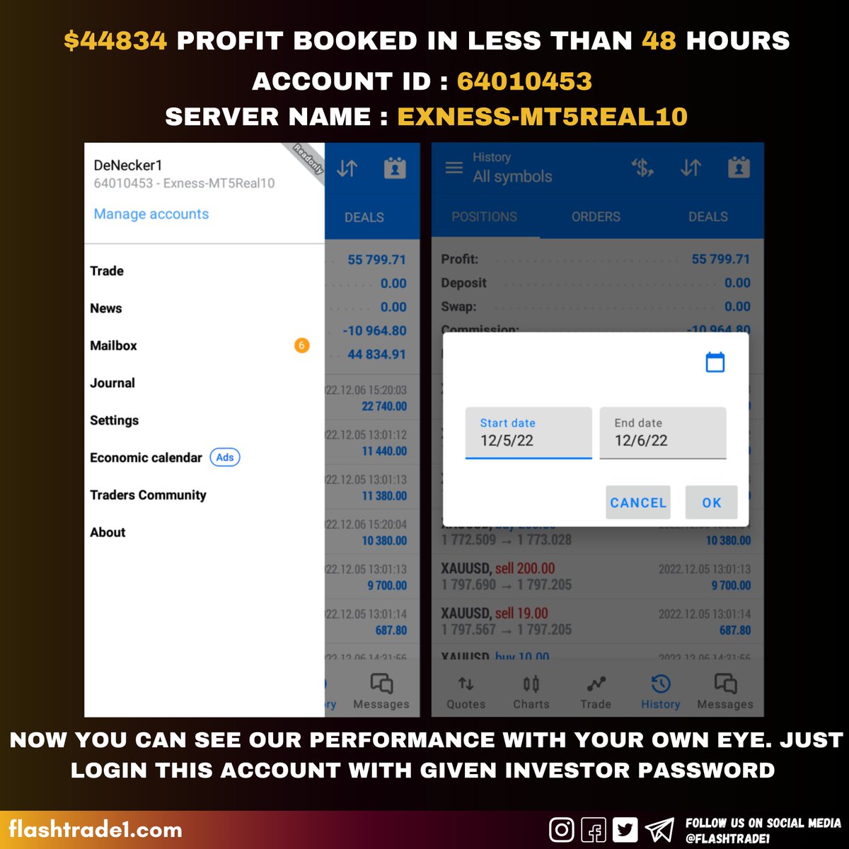 MichaelLeask4's tweet photo. $44834 PROFIT BOOKED IN LESS THAN 48 HOURS.
»Start Date : 25/8/2022
»Login Id : 64010453 
»Investor Password : ASK US
»Server Name : Exness-MT5Real10
»Account Type: MT5

#forextrade1 #forextrading #forex #Indicator #Investment #investing #MONEY #moneymaking #tuesdayvibe #GBPUSD https://t.co/M16QZtlHYX