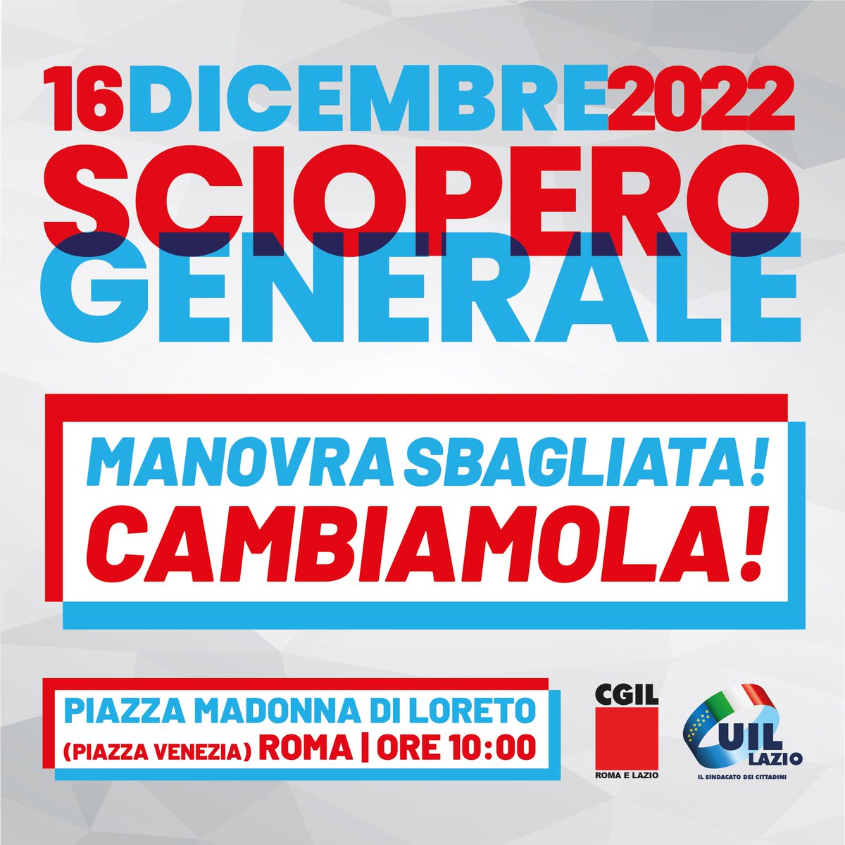 In piazza contro una manovra che colpisce chi è povero, non sostiene chi lavora e vive della propria pensione, non combatte l'evasione fiscale e non riduce le disuguaglianze. A chiudere la manifestazione sarà Maurizio Landini, Segretario Generale della <a href="/cgilnazionale/">CGIL Nazionale</a>. #CgilSocial
