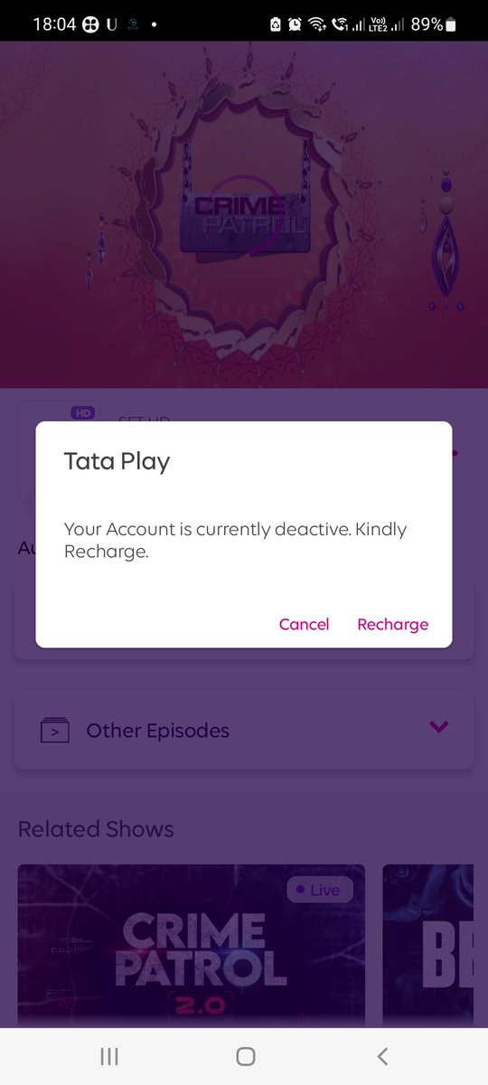 neeru_edu's tweet photo. @TataPlayin 2 days ago I renewed my monthly subscription. Next day found u hv deactivated my a/c  despite bal reflecting on my a/c. Called ur CC y'day,was promised it wld be restored today.Nothing happened. Called again today. No result. Kindly restore service asap or refund mony https://t.co/rupIdANYZg