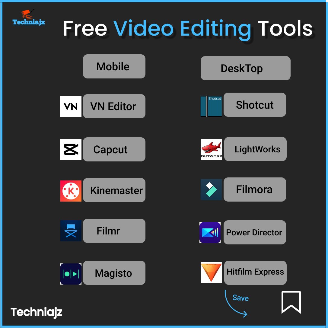 Techni_Ajz's tweet image. Free Video Editing Tools 👻
#socialmedia101 #videoediting #videoeditingtools #socialmediatipsandtricks #freeforeveryone #instagrammarketingtips #brandyourbusiness
#i̇nstatoday #igram #igramdaily #ınstadailypost #freebies #freefreefree