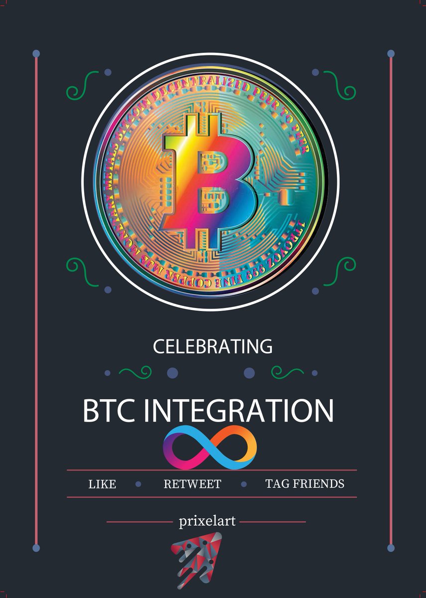 🎉To Celebrate BTC Integration
🎁We are giving away 15 ICP to ICPeople! 
Rules: 
✅Follow <a href="/prixelart/">Prixelart</a>  
✅Like &amp; RT tweet 
✅Tag ICPeople 
➡️ 3 Winners | 5 ICP each 
#Giveaway #Airdrop #DFINITY #BTCIntergration #ICP #ICPeople #Celebrate