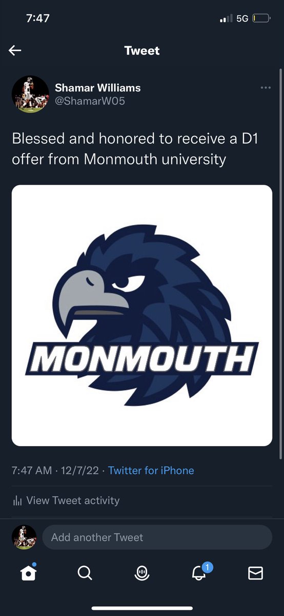 Blessed and honored to receive a PWO offer from Monmouth university #AGTG