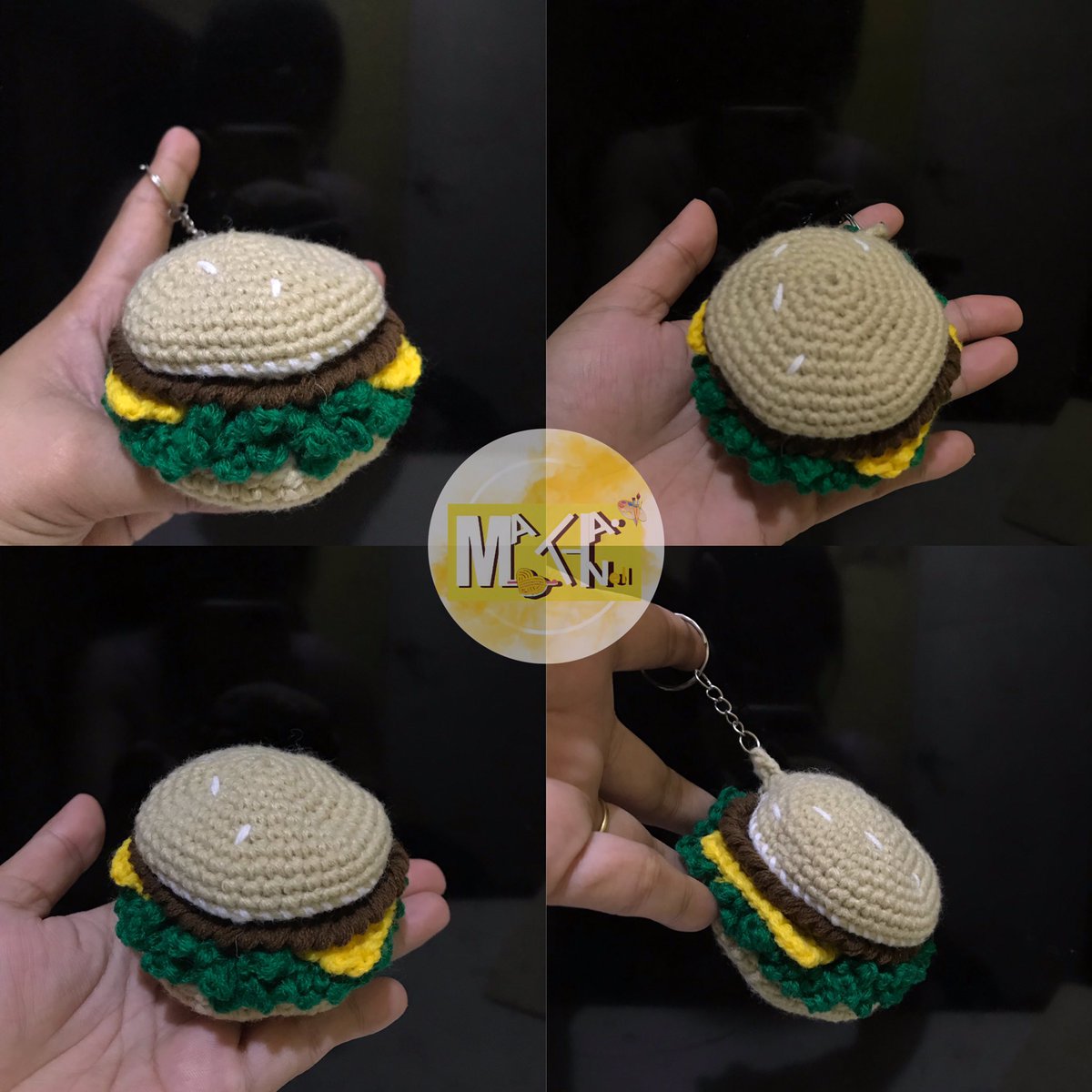 Prolifey's tweet image. Ü hamburgled my heart 🍔 
#customizedkeychain ✨
#MAlikhaiNEL 🧶