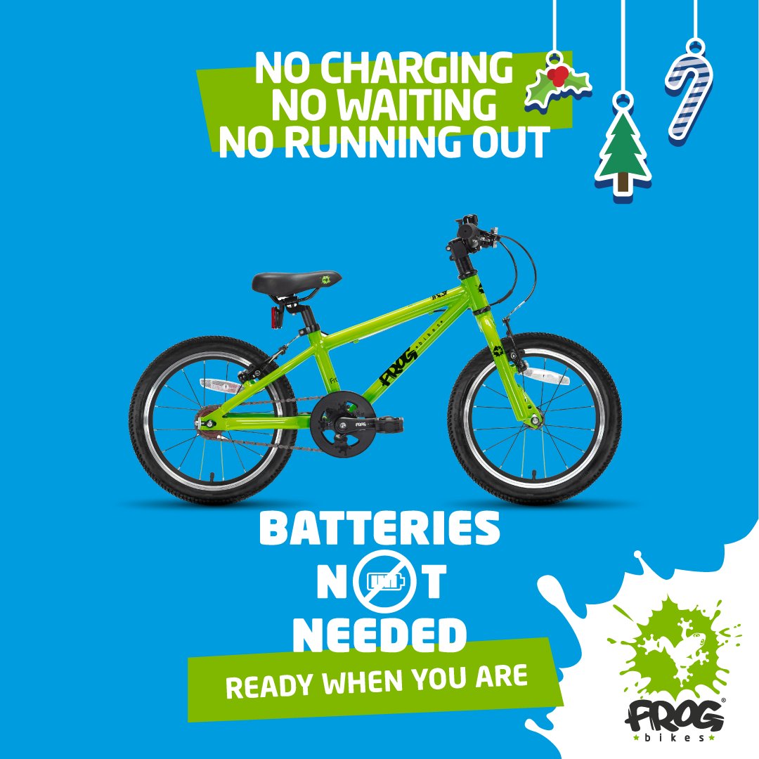No charging, no waiting, no running out! 
🔋 Batteries NOT needed! 🔋 

Our fantastic range of kids' bikes is ready when they are! From 18 mths to 13+ yrs, we've got it covered.

🐸ow.ly/5MkN50LCm1w

#frogbikes #hoponafrog #kidsbikes #bikesforkids #batteriesnotneeded