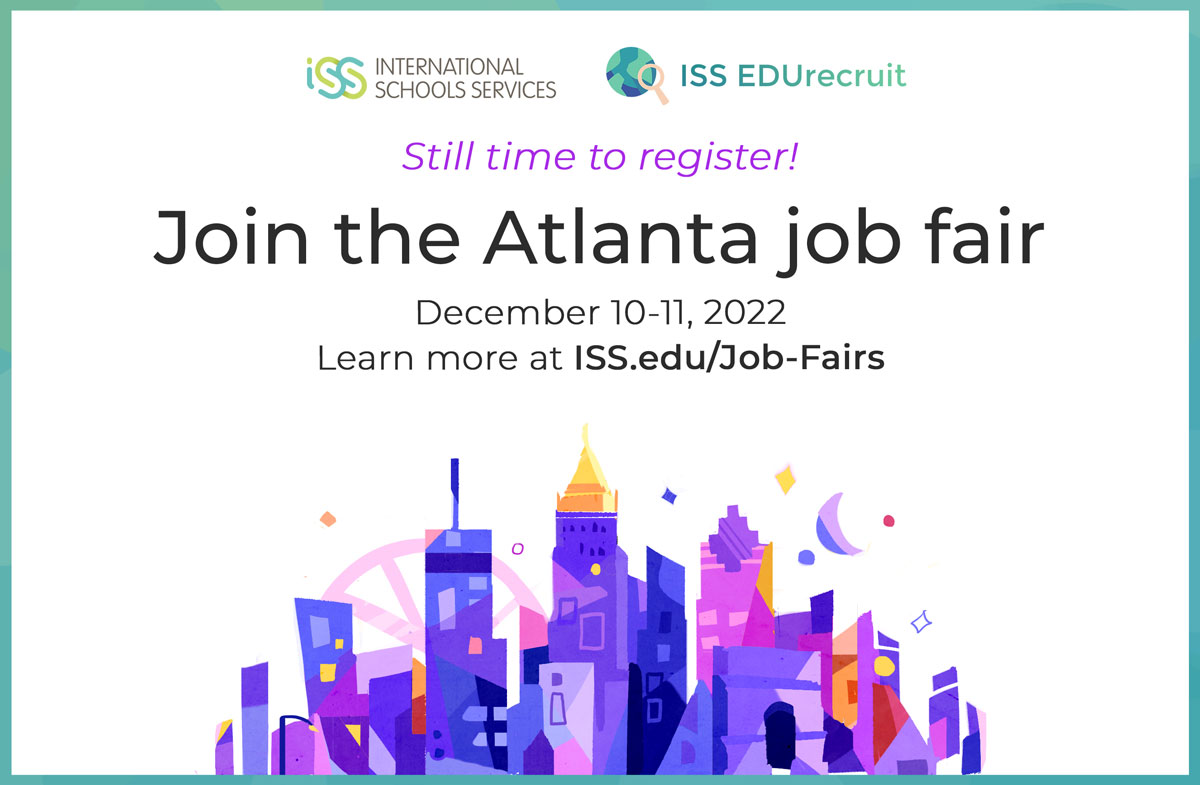 ISSCommunity's tweet photo. It's not too late to join this weekend's ISS EDUrecruit Atlanta job fair! This fast-paced event welcomes a world of international school recruiters and candidates in-person — register today at https://t.co/UVkOPMkACn #ISSedu #JobFair https://t.co/XpsgbuZ9Sw