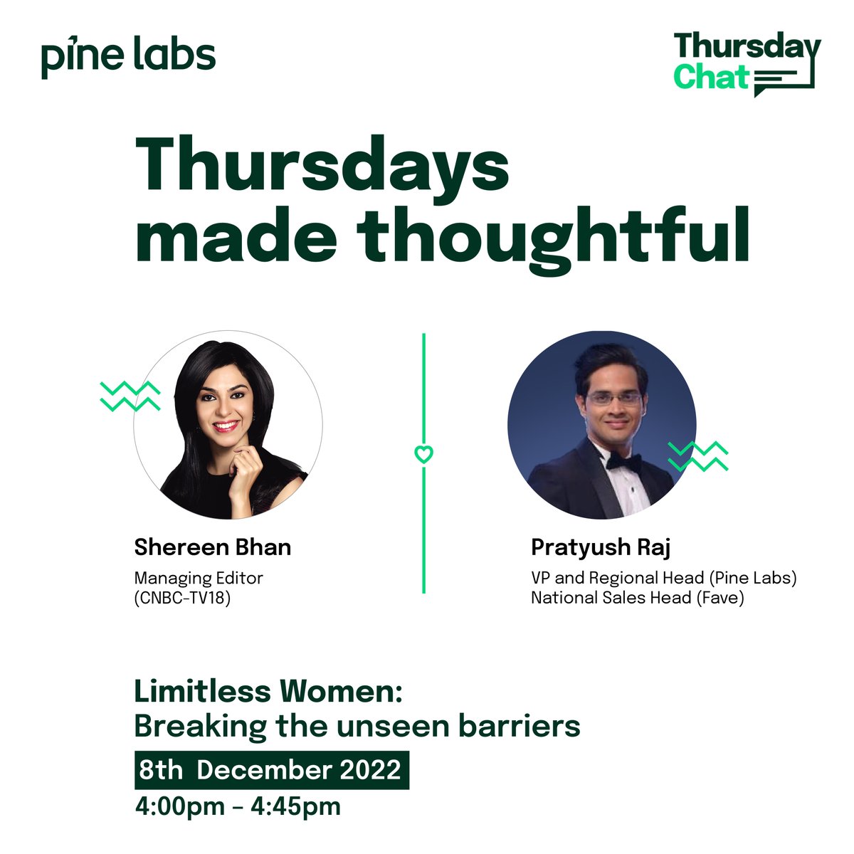 PineLabs's tweet photo. Having influenced the business landscape in the Indian media, @ShereenBhan is coming to inspire us too. We're excited to welcome her as our next guest on Thursday Chat. Looking forward to learning from her learnings.

#ThursdayChat #WomenLeaders #Pinelabs #Webinar #ShereenBhan https://t.co/lVfk8HtCfU