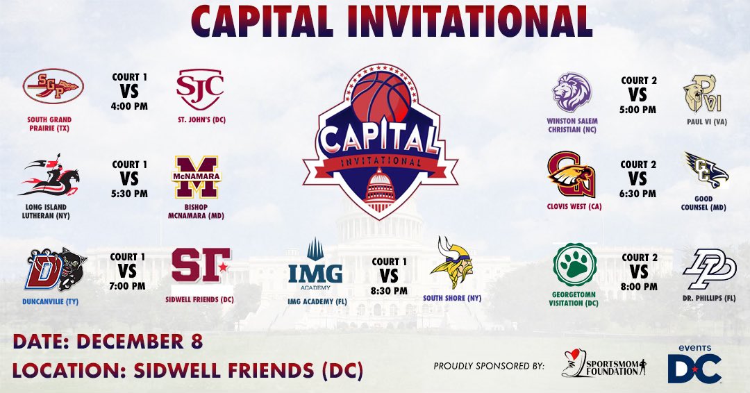 Come on out!! Tomorrow at Sidwell Friends - the matchups are next level! Best of girls hoops followed by @SheGotGame7 all weekend! Sponsored by @sportsmomfdtn and @eventsdc