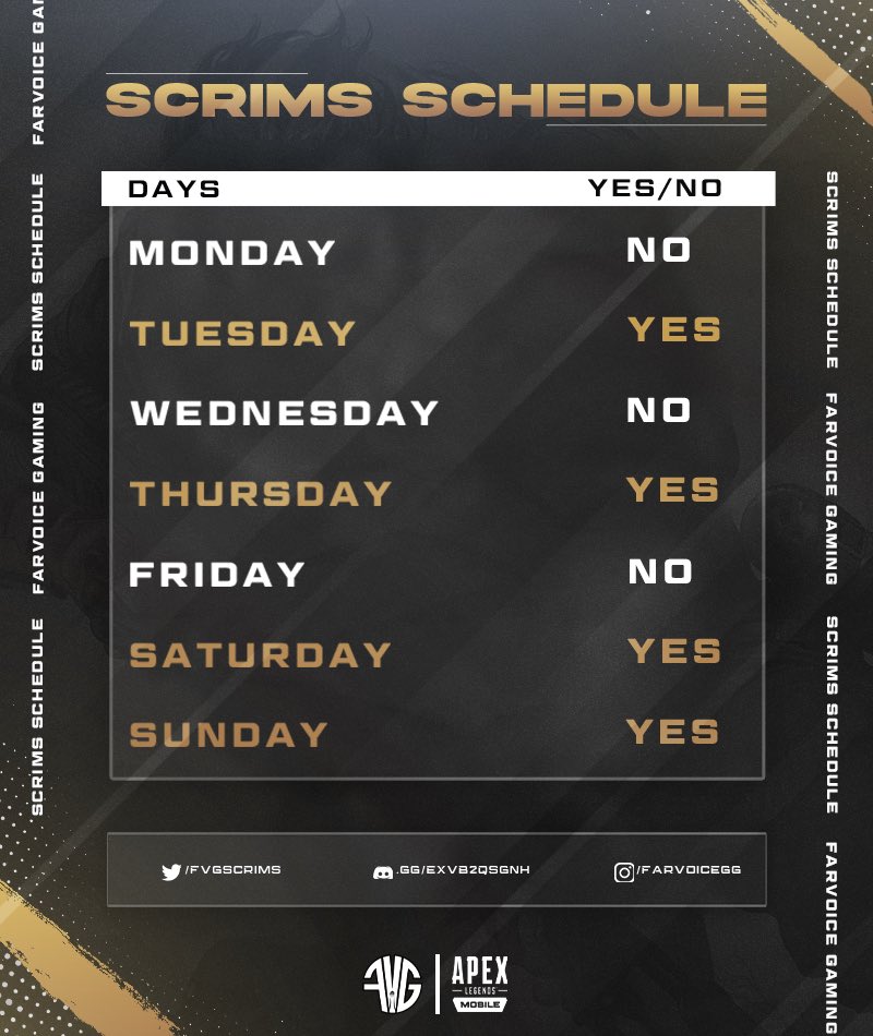 .<a href="/FarVoiceGG/">FarVoice Gaming</a> are holding weekly scrims with a prize pool of €500 in preparation for Apex Mobile eSports. 

To any competitive players out there, this is a chance to get some good practice in before the Apex Mobile Global Series. 

Check out their discord for more details below!