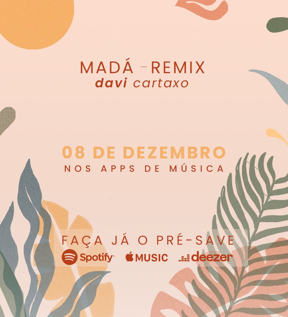 Fala pessoal, o remix de Madá já sai amanhã! Faça o pré-save no link davicartaxo.lnk.to/MadaRemix
