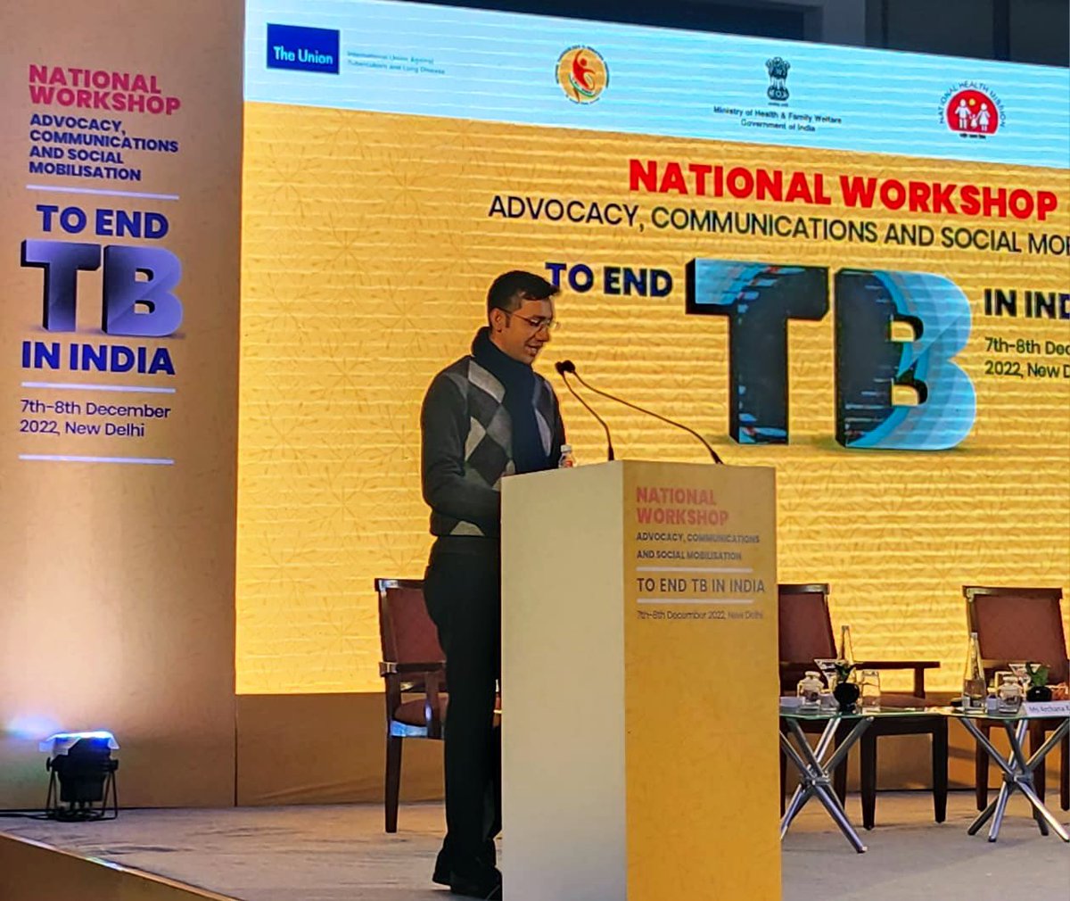 TheUnion_USEA's tweet photo. At the National Workshop on ACSM to end TB, Raman Sankar, Sr. Dir., @GHS, emphasized on empowering Panchayati Raj Institutions, and parallelly working with schools &amp; front-line workers towards raising awareness in rural areas to achieve #TBMuktBharat 
#TBHaregaDeshJeetega https://t.co/76td5Ssmye
