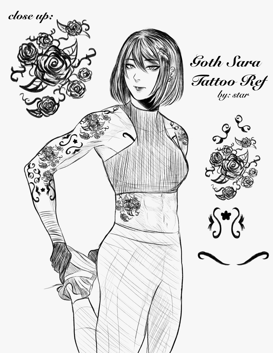 goth sara tattoo ref! 🖤 
#原神 #kujousara #GenshinImpactCC https://t.co/f6xQ48kUvW 