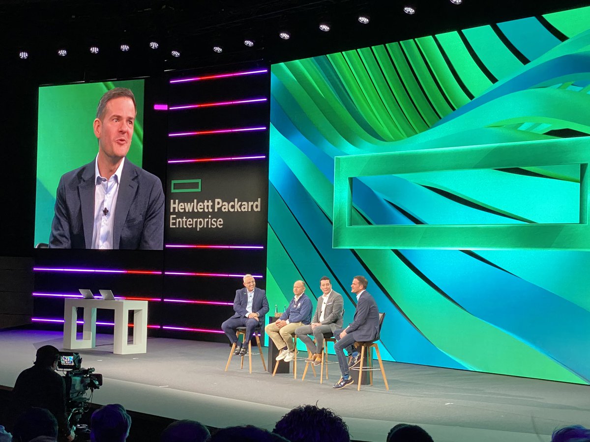 Great customer panel featuring Ryder Cup, Henkel, and Barclays. Barclays uses #HPEGreenLake to “unlock benefits of cloud on-premises.”Runs tens of thousands vm’s and containers on HPE GreenLake. Developer friendly platform enables Barclays to innovate faster. #hpediscover