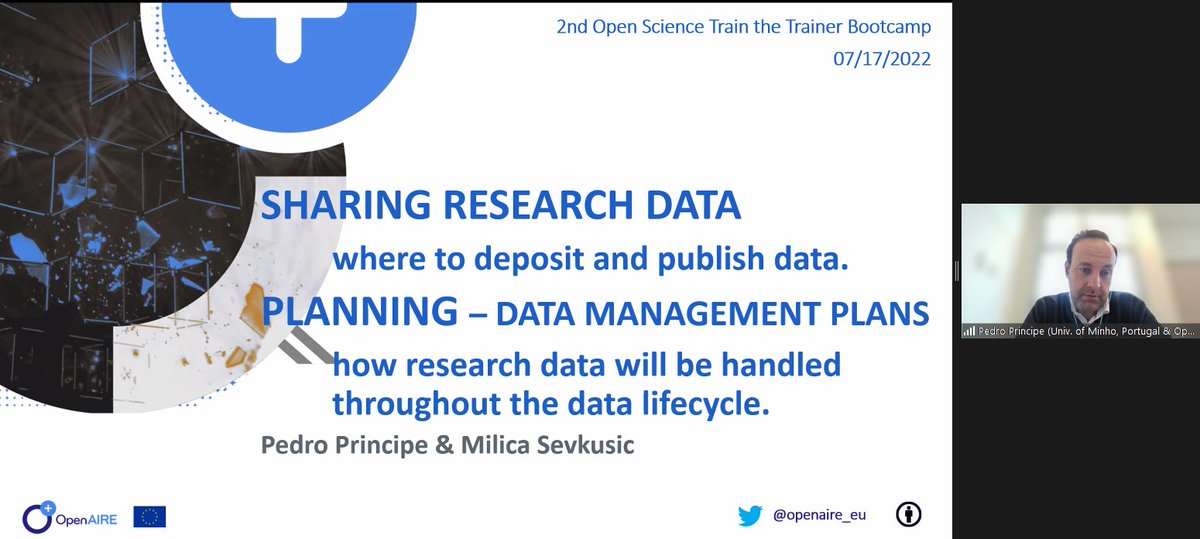 Day 3 of #OpenAIRE_OSbootcamp is dedicated to #ResearchDataManagement with @OpenAIRE_eu @pedroprincipe @jonatortue @antoniamcorreia #OpenAIRE #OpenScience #OpenAIRE_Training