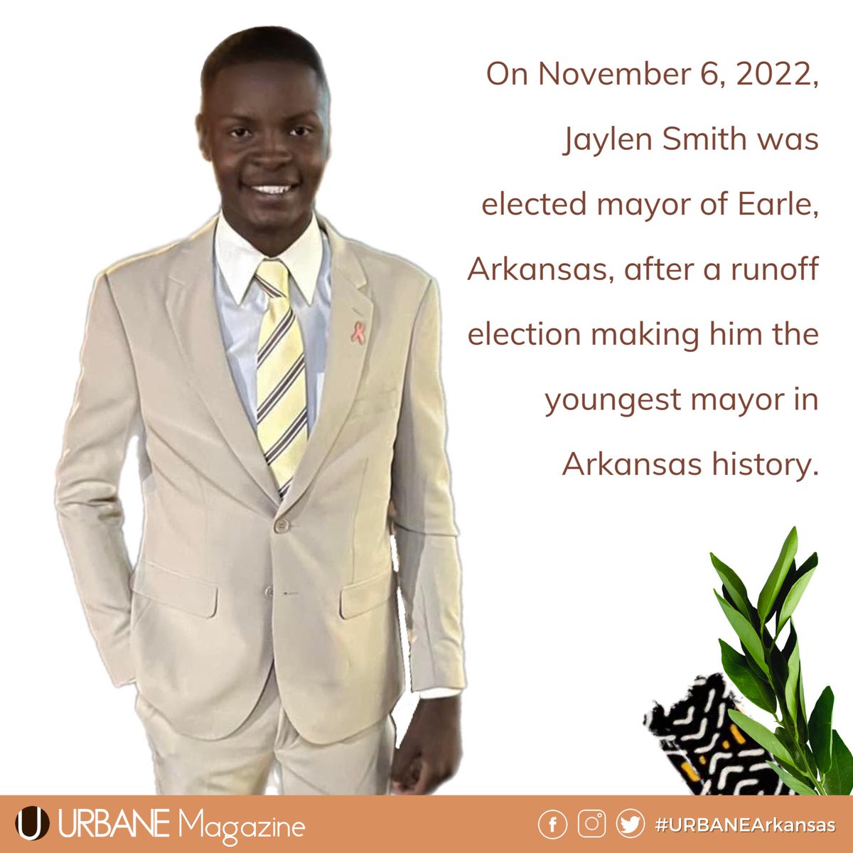 TheUrbaneMag's tweet photo. Congratulations to 18-year-old Jaylen Smith on being elected as the Mayor of Earle, Arkansas, after a runoff election. He’s the youngest mayor in AR, as well as the youngest Black mayor in the U.S., according to NewsBreak media.

#BlackMayors #YoungBlackMayors #URBANEArkansas https://t.co/kqrysQG7Bl