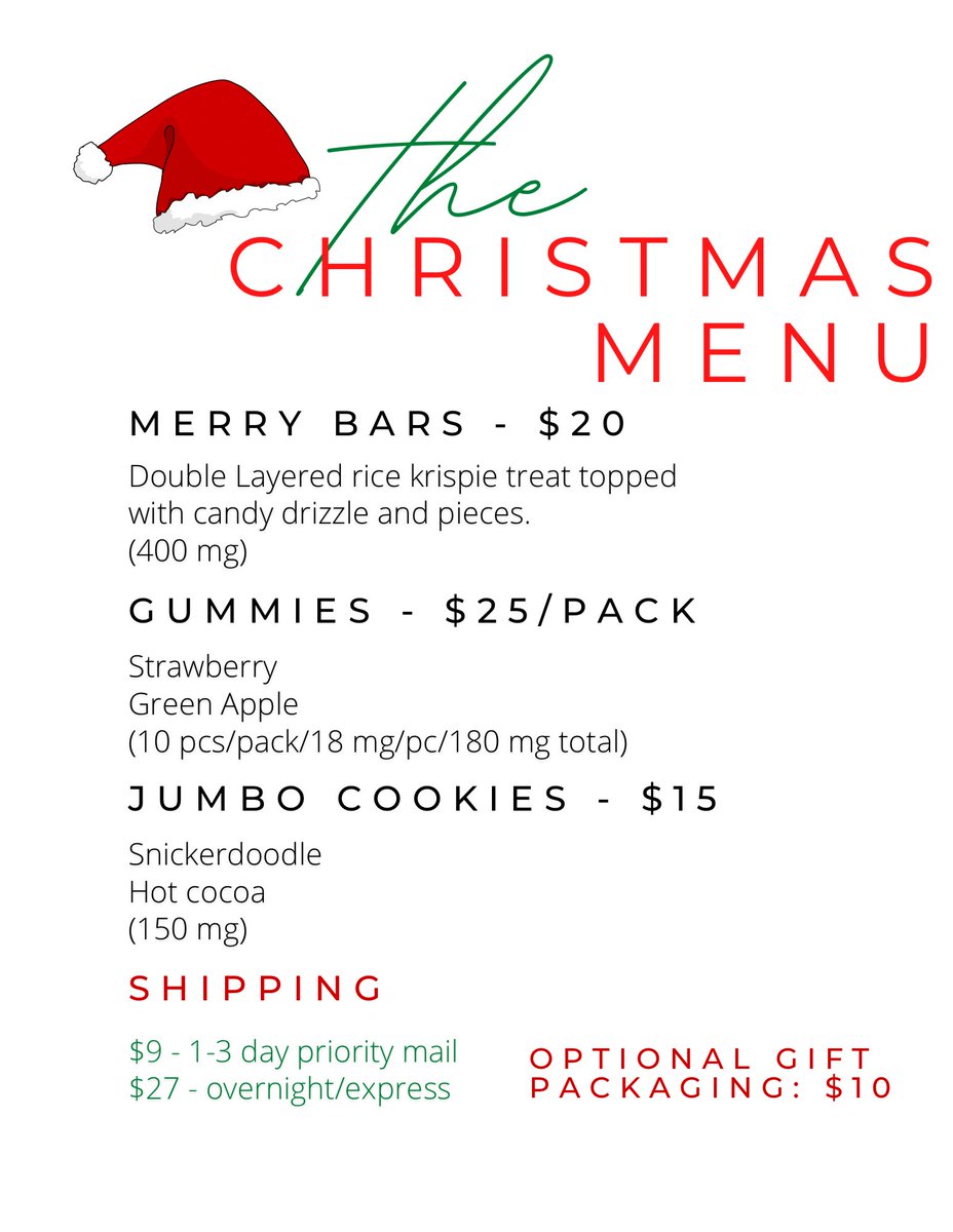 infusionsbyem's tweet photo. 🎁 CHRISTMAS MENU ‘22 🎄

get your orders in before Dec 21st for guaranteed delivery by Christmas! Gift packaging available for an additional $10 ❤️🎁 https://t.co/ZxJaYErsb9