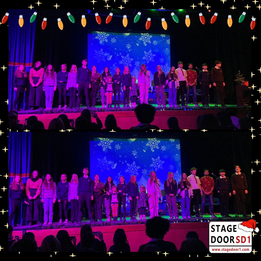 stagedoor1youth's tweet photo. Take a look at our wonderful Seniors (and some last minute Junior and Infant editions!!) singing at Llantwit Major School’s Christmas Fayre last night! 🎶

They performed some solos, duets, and group numbers, with the finale song being (of course) Sparkle and Shine! 🤩🤩🤩 https://t.co/AokPel2whM