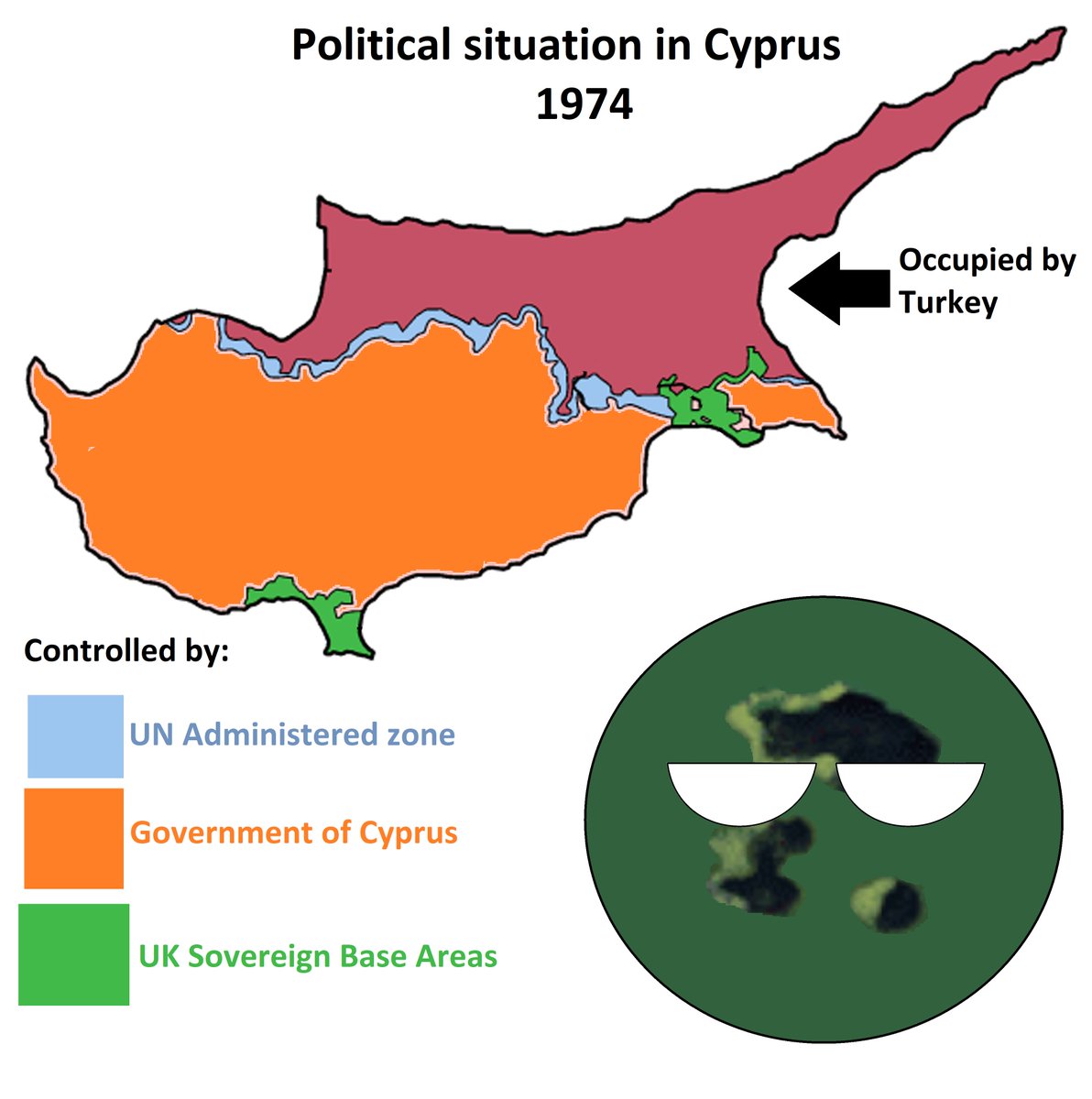 valaneymapper's tweet photo. Political situation in Cyprus in 1974 ๐จ๐พ
#map #maps #map_of_europe #mapping #mapper #maps2022 #geography #geographer #europeanmaps #europe #cyprus #cyprus๐จ๐พ #cartography #cartografia #geografia #worldmap #world #mapmaker #mapchart #art #mapart #cyprusisland #cypruslove https://t.co/VjVGybu5Zi