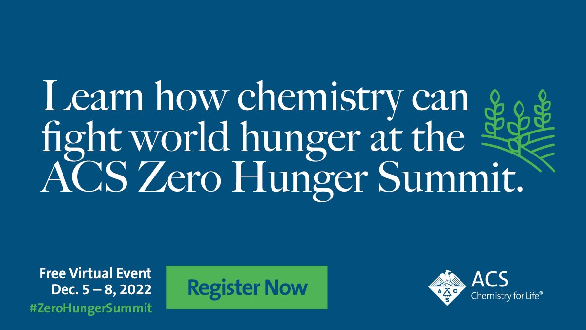 AmerChemSociety's tweet photo. During today's ACS #ZeroHungerSummit session, hear from a panel of experts on ways that #chemistry & #technology can optimize #sustainable crop production to meet the growing challenges of food demand. Register now for the 11AM ET session at https://t.co/lnCnOCMTf8 https://t.co/U1tc2Gedyq