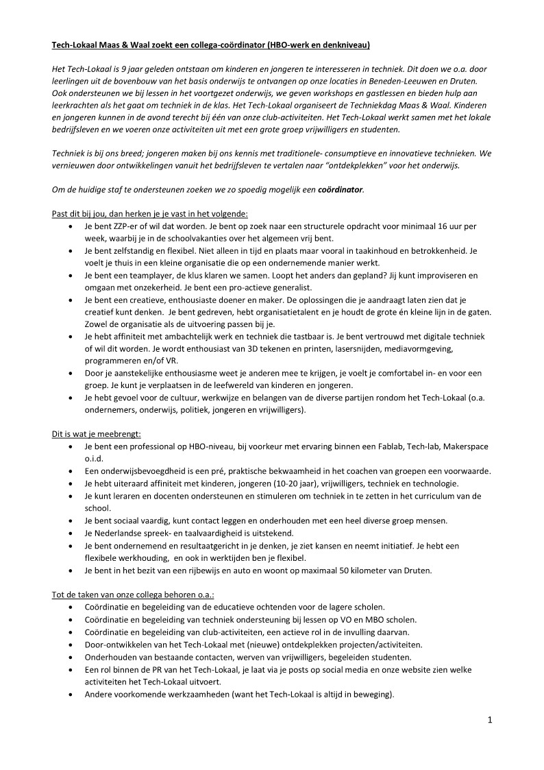 TechLokaal's tweet image. Het Tech-Lokaal zoekt versterking. Ben, of ken jij de coördinator op ZZP-basis die we zoeken, neem dan contact met ons op! #vacature  #zzp #techniek #onderwijs #druten #westmaasenwaal