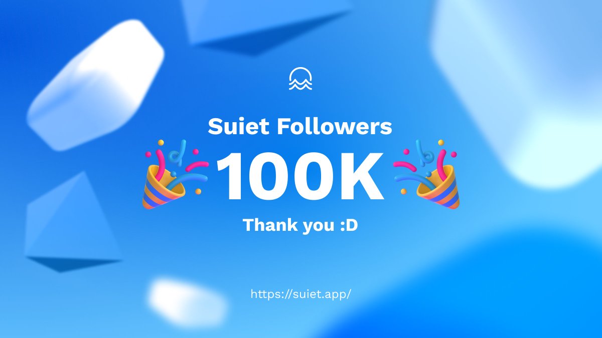 🎉Hi, Fam, Suiet is the first wallet of #Sui eco to have 100k+ fans. We couldn't have done it without your love and support.
A small milestone for us.
🥳To celebrate, 10 OG role #giveaway:
1️⃣ Follow &amp; RT &amp; LOVE &amp; Tag 3 frenz
2️⃣ Install bit.ly/suiet