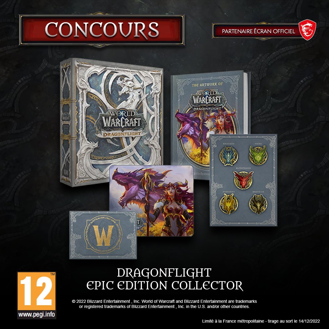 Lapi (@lapitv) on Twitter photo 🎄 C'est Noël avant l'heure ! 🎄
<a href="/msifrance/">MSI France</a> & <a href="/Warcraft_FR/">Warcraft FR</a> vous offrent non pas 1, mais 2 éditions collectors de #Dragonflight 🐉
Pour tenter votre chance, il suffit de :
☑️ Follow <a href="/LapiTV/">Lapi</a>, <a href="/msifrance/">MSI France</a> & <a href="/Warcraft_FR/">Warcraft FR</a>
🔁 Retweet ce post
TAS le 14 décembre.
Bonne chance à tous ! 🎄 C'est Noël avant l'heure ! 🎄
<a href="/msifrance/">MSI France</a> & <a href="/Warcraft_FR/">Warcraft FR</a> vous offrent non pas 1, mais 2 éditions collectors de #Dragonflight 🐉
Pour tenter votre chance, il suffit de :
☑️ Follow <a href="/LapiTV/">Lapi</a>, <a href="/msifrance/">MSI France</a> & <a href="/Warcraft_FR/">Warcraft FR</a>
🔁 Retweet ce post
TAS le 14 décembre.
Bonne chance à tous !
