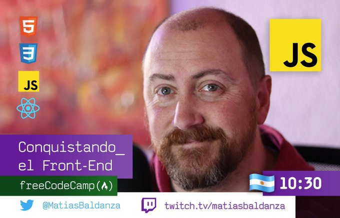matiasbaldanza's tweet photo. 🔴 EN VIVO 
Ejercicio final de la certificación de Javascript en .@freeCodeCamp

Si esa bendita regex no me toma tres horas, vamos a darle una mirada al curso de Fundamentos de React de .@matiasfha https://t.co/TuMASOH8uv