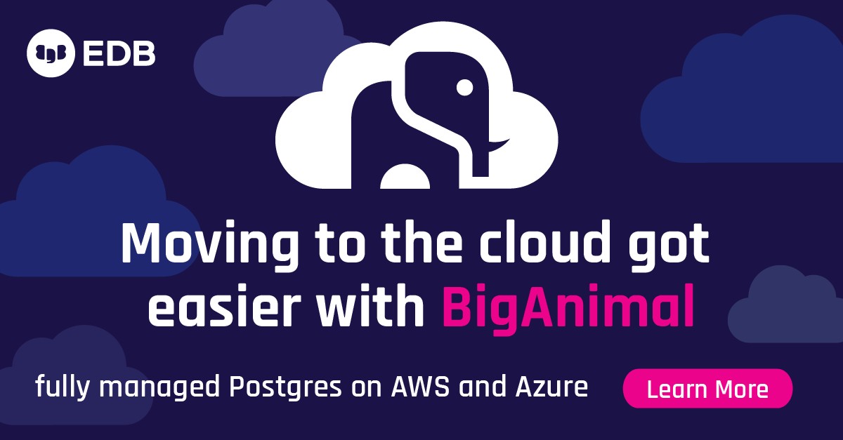 MrCloudPM's tweet photo. Free your team to do more with less using fully managed Postgres.

Freedom, control and support you can't get from a cloud vendor. 
Sign up here: https://t.co/7c1RvgY3eM

#BigAnimal https://t.co/M2rY8Nrtra