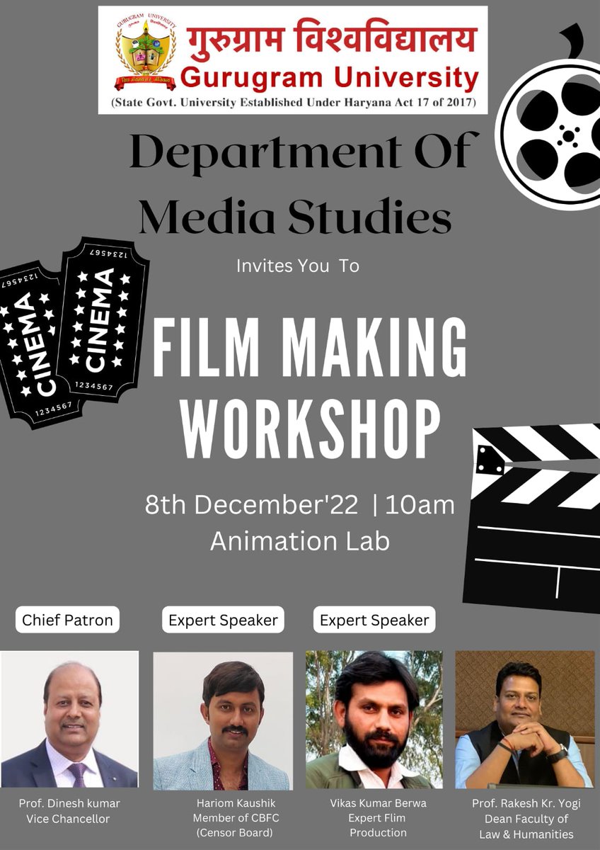 Apolitical Ravi (@vashisth_17) on Twitter photo “Education without application is just entertainment.”
Gurugram University's Department of Media Studies is organising a workshop on filmmaking.
#HariomKaushik
<a href="/gurugramuniver1/">Gurugram University (GUG)</a>
<a href="/profdineshkumar/">Prof. Dinesh Kumar</a>
<a href="/DrRakeshyogi1/">Dr Rakesh yogi</a>
<a href="/Meenakshi_News/">Meenakshii</a>
#filmamaking #workshoponfilmaking
#Gurugram “Education without application is just entertainment.”
Gurugram University's Department of Media Studies is organising a workshop on filmmaking.
#HariomKaushik
<a href="/gurugramuniver1/">Gurugram University (GUG)</a>
<a href="/profdineshkumar/">Prof. Dinesh Kumar</a>
<a href="/DrRakeshyogi1/">Dr Rakesh yogi</a>
<a href="/Meenakshi_News/">Meenakshii</a>
#filmamaking #workshoponfilmaking
#Gurugram