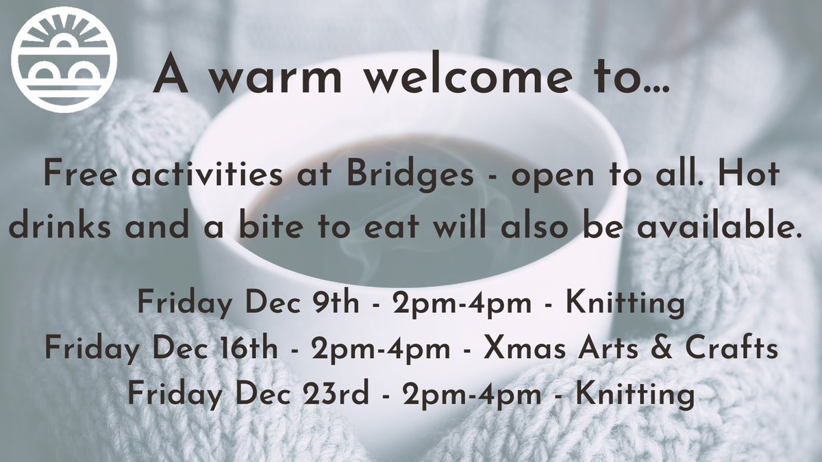 Don't forget we are offering a warm welcome to all in the community every Friday afternoon this December. This week we have a welcome to knitting session lined up - no equipment or experience necessary, just bring yourselves! #monmouth #community #warmwelcome #freeactivities