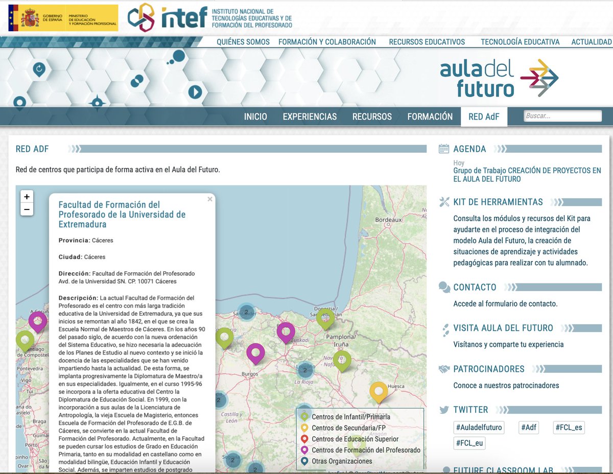 La <a href="/FFP_Uex/">Facultad de Formación del Profesorado de la UEx</a> de <a href="/infouex/">UEx</a> se convierte en el primer centro Universitario con contar con sello Centro Aula del Futuro del Instituto Nacional de Tecnologías Educativas y Formación del Profesorado (INTEF) <a href="/educaINTEF/">Educación INTEF</a> 👉auladelfuturo.intef.es/red-adf/ y unex.es/conoce-la-uex/…