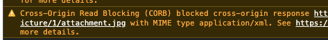 yout_chain9's tweet photo. 「Cross-Origin Read Blocking (CORB) blocked cross-origin response...」S3から画像を読み込むとこのエラーが出る。数日前まで問題なかった。chrome, safari, edgeも試したが×。S3のCORS設定を試したが変わらず。
どなたかこの問題についてわかる方いませんか🙇‍♂️
#駆け出しエンジニアと繋がりたい https://t.co/qLUdETZDRA
