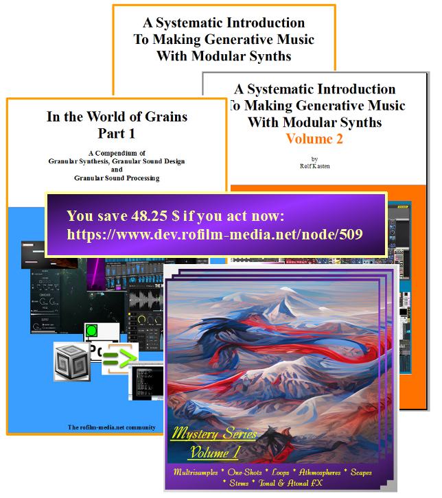 End-of-Year Sale
You save 48.25 $ if you act now:
dev.rofilm-media.net/node/509
#generativemusic #sounddesign #granularsynthesis