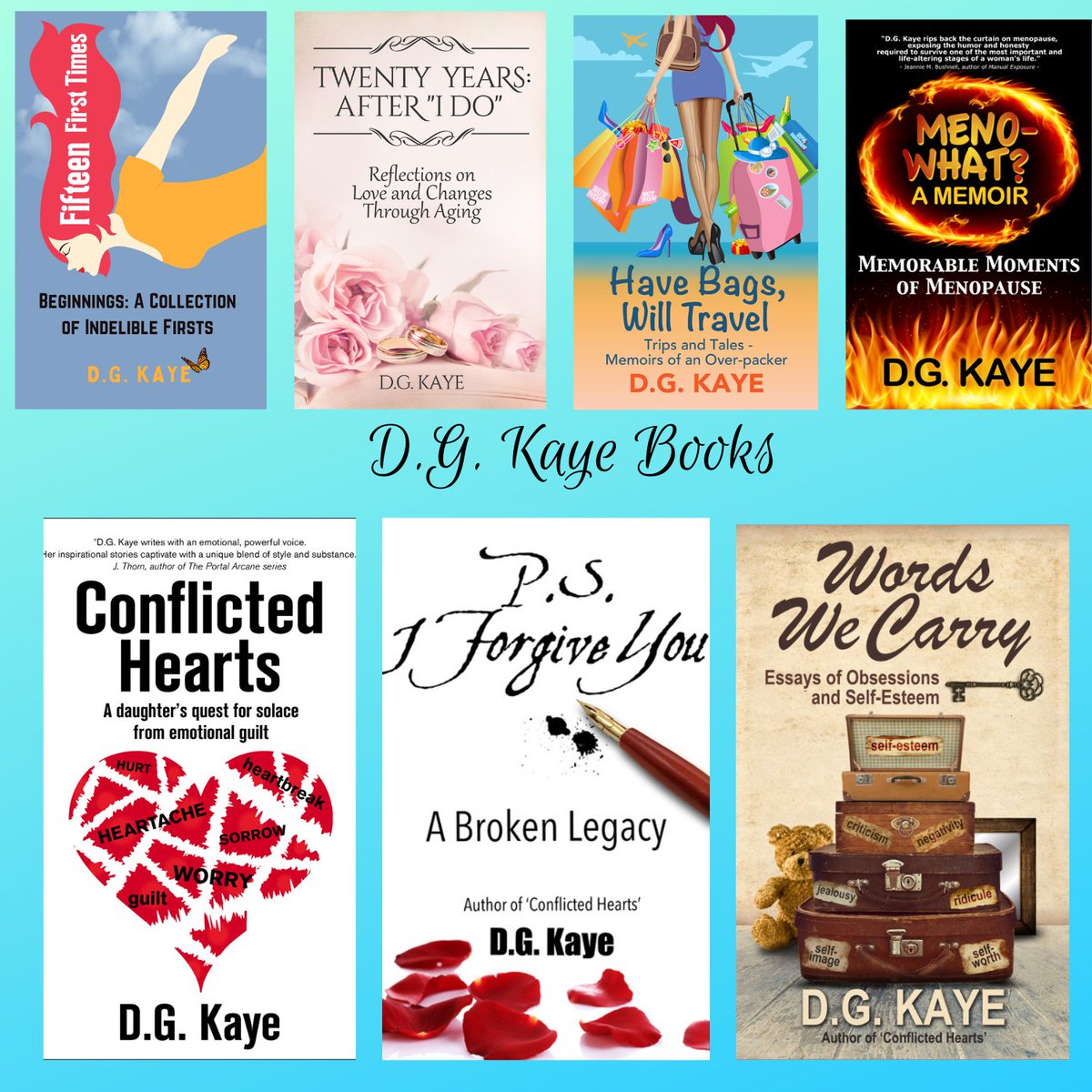 Live Laugh Love and Don't Forget to Breathe! Visit me and my books at amazon.com/author/dgkaye7