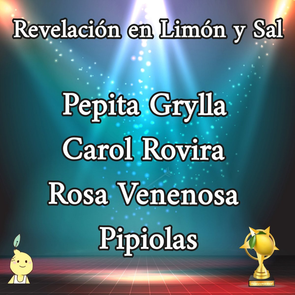 limonysalOK's tweet photo. Terna 19. Trayectoria en la música 
@RosaLopez @VEGAOFICIAL 
Yolanda Portillo @Chenoa 

Terna 20. Pop Rock 
@PaulaKoops @sandragroove @marcoo_oficial0 @Aitanax 

Terna 21. Revelación en Limón y Sal 🍋 🧂  Carol Rovira, Rosa Venenosa, @Pipiolasclub @bablagh https://t.co/wddmeYYDVZ