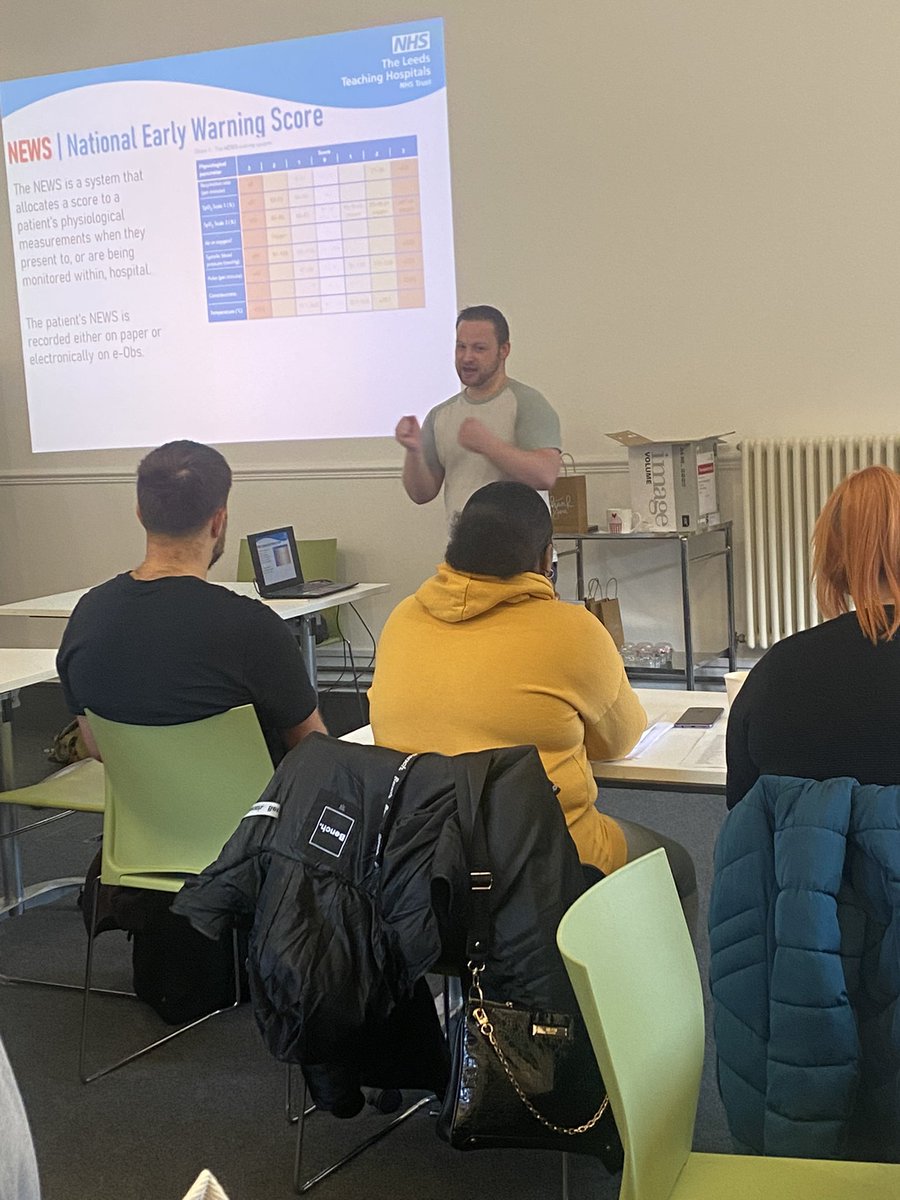 Workbased_L's tweet photo. Day 3 tCSW bootcamp @LeedsHospitals. Focus has been on Observations, Vital Signs, NEWS/PAWS, Documentation and Escalation. Thank you to our wonderful Jack from ED @EDmurse1 for sharing expertise with our new team 🏥 @LthtLearning @KatiRobi2022 @LisaGibso @TanzRayaz @UCclineds https://t.co/mwWcxswdEf