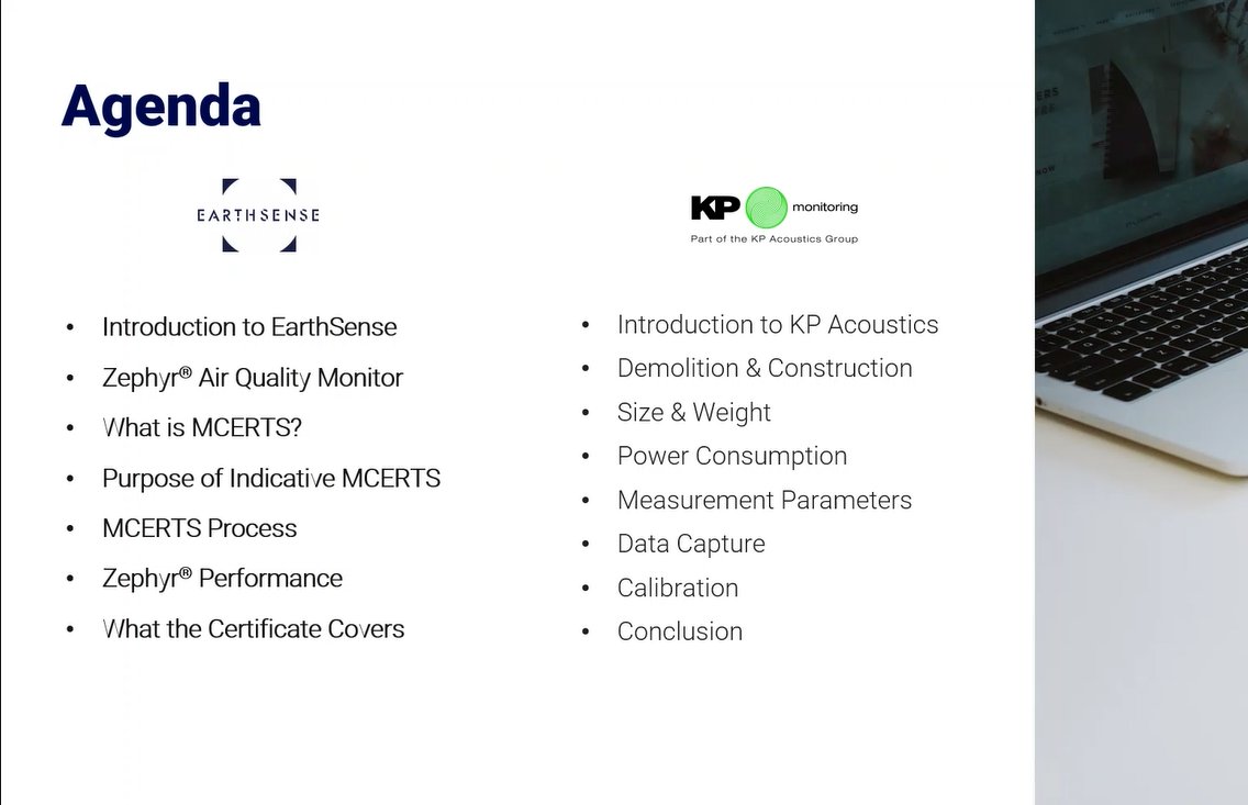 KPacoustics's tweet photo. It was a pleasure to join the @EarthSenseAQ webinar today to discuss why certification matters in air quality monitoring and learn about MCERTs compliant ambient air pollution monitor, Zephyr, used across construction sites UK-wide.

#airqualitymonitoring #construction #MCERT https://t.co/spJB5rXUdD