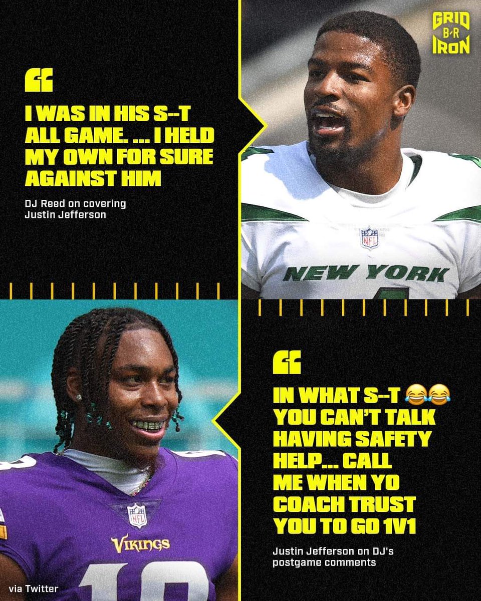 DadsManCavePod's tweet image. Boom @JJettas2 is not messing around with you #DJReed even calling out the coach to the #Jets let's see 1 on 1 next time #VikingsNation takes on #JetsNation