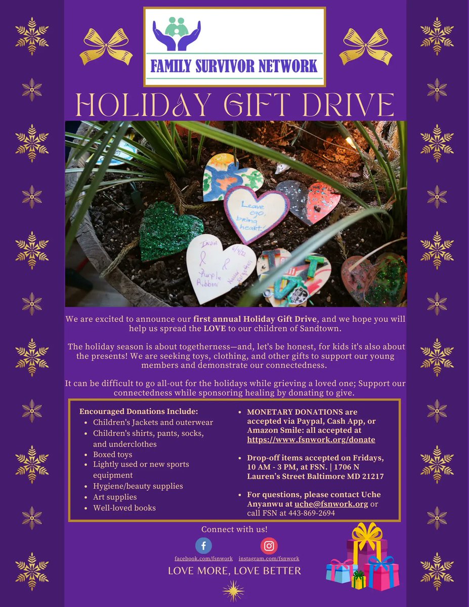TU Partnerships (@tupartnerships) on Twitter photo <a href="/NetworkSurvivor/">Family Survivor Network Inc.</a> is hosting their first annual Holiday Gift Drive and need your help! They are accepting clothes, toys, and other gift. If you can donate anything, feel free to reach out to them at uche@fsnwork.org. buff.ly/3roYM5f <a href="/NetworkSurvivor/">Family Survivor Network Inc.</a> is hosting their first annual Holiday Gift Drive and need your help! They are accepting clothes, toys, and other gift. If you can donate anything, feel free to reach out to them at uche@fsnwork.org. buff.ly/3roYM5f